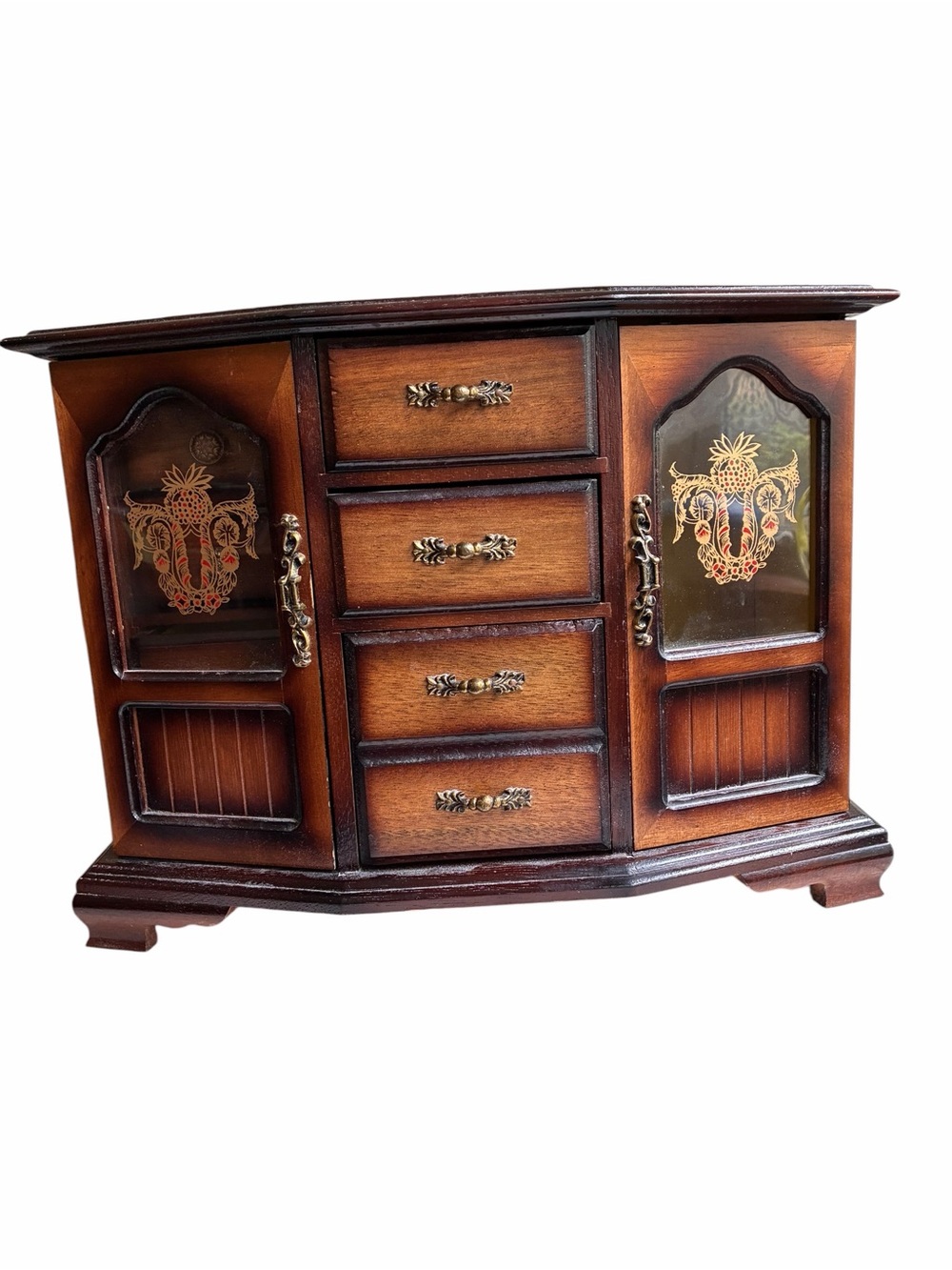 Vintage Wooden Armoire Jewelry Box Japan